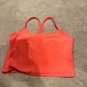 Beyond Yoga Spacedye Slim Racerback Cropped Tank - Coral Glow Heather / M